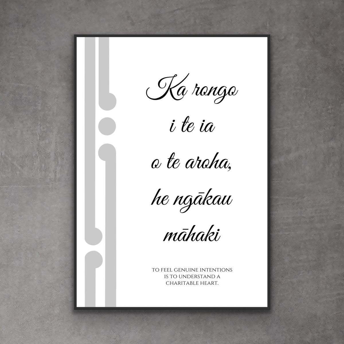 Ka rongo i te ia o te aroha, he ngākau māhaki print