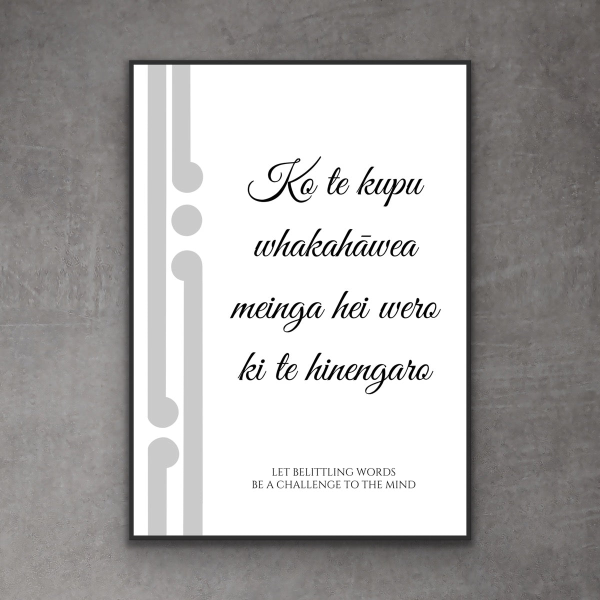 Ko te kupu whakahāwea meinga hei wero ki te hinengaro print – Rauhī design