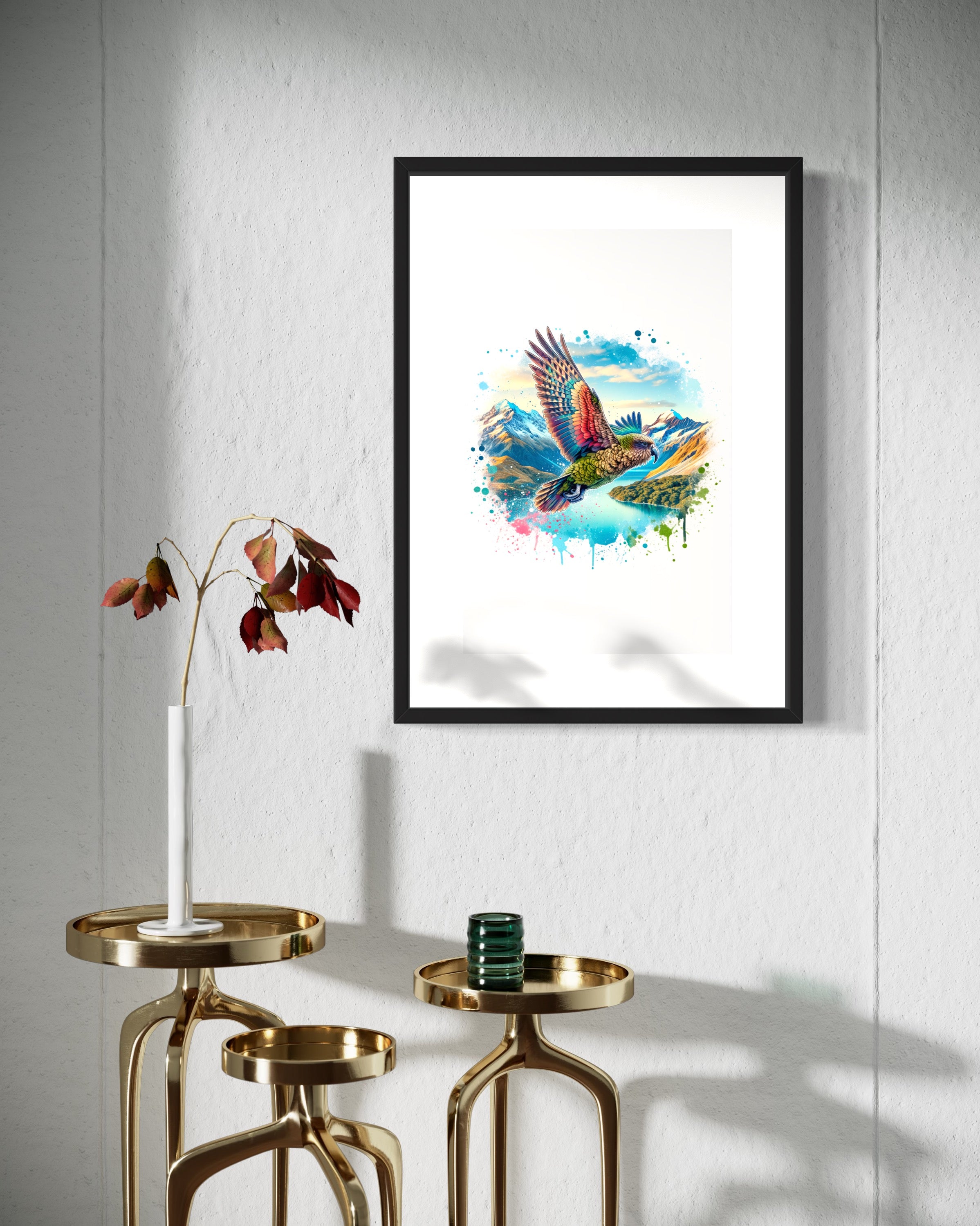 Kea flying over Southern alps print